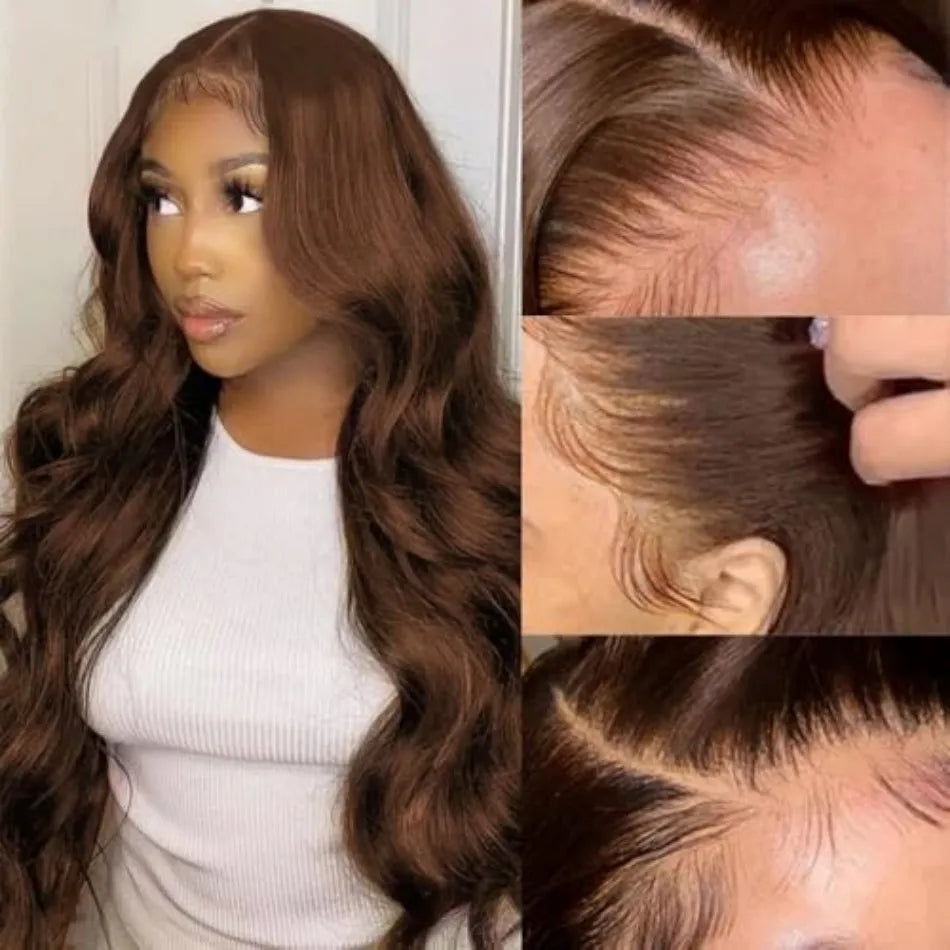 Chocolate Brown Lace Front Wig Body Wave 13x6 Hd Lace Frontal Wig