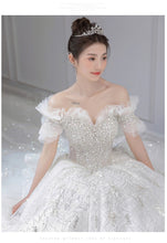Load image into Gallery viewer, Luxury Wedding Dress Off The Shoulder Bridal Dress Lace Applique Pregnant Women Vestido De Noiva Plus Size Custom Made
