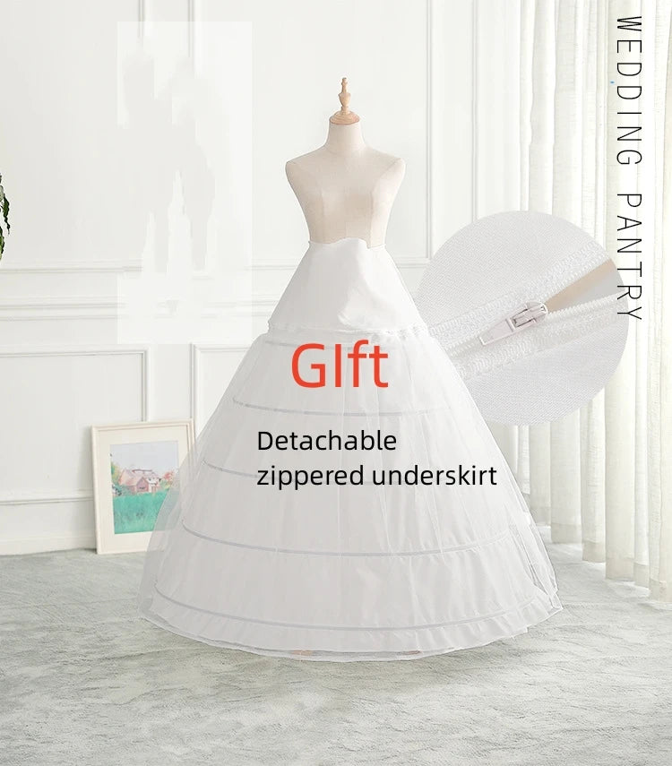 Glitter White Long Lace Sequin Royal Train Bride Gowns