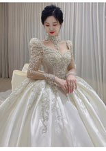 Load image into Gallery viewer, Long Sleeve Wedding Trailing Satin Lace Embroidery Bridal Dresses
