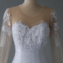 Load image into Gallery viewer, Long Sleeve Mermaid Wedding Dress With Small Train Elegant O Neck
