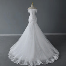 Load image into Gallery viewer, Vintage Off The Shoulder Mermaid Wedding Dress Shining Sequins Lace
