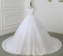 Load image into Gallery viewer, Off The Shoulder Lace Ball Gown Simple Wedding Dress

