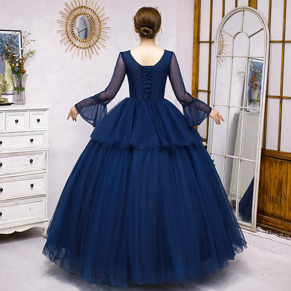 Navy Blue Ball Gown Women Quinceanera Dresses Appliques Tulle Prom Birthday Party Gowns