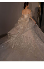 Load image into Gallery viewer, Strapless Wedding Dress Off The Shoulder With Bow Glittery Lace
