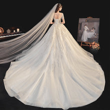 Load image into Gallery viewer, Bridal Dress Sweep Train Back Lace Up Sequins Elegant Wedding Dress
