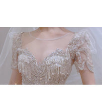 Load image into Gallery viewer, Luxury Vintage Shiny Long Train Big Beading Ball Gown
