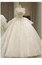 Load image into Gallery viewer, 2023 New Off The Shoulder Wedding Dress Lace Up Luxury Bridal Ball Gown Vestido De Noiva Sweep Large Train Plus Size Made Custom
