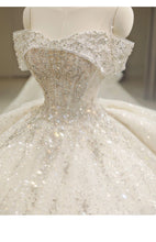 Load image into Gallery viewer, 2023 New Off The Shoulder Wedding Dress Lace Up Luxury Bridal Ball Gown Vestido De Noiva Sweep Large Train Plus Size Made Custom
