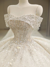Load image into Gallery viewer, 2023 New Off The Shoulder Wedding Dress Lace Up Luxury Bridal Ball Gown Vestido De Noiva Sweep Large Train Plus Size Made Custom
