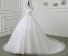 Load image into Gallery viewer, Luxury Applique Wedding Dress Off The Shoulder Lace Bridal Gown With Train Ball Gown
