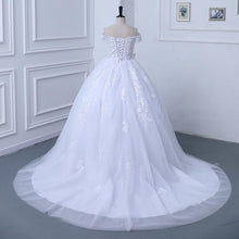 Load image into Gallery viewer, Luxury Applique Wedding Dress Off The Shoulder Lace Bridal Gown With Train Ball Gown
