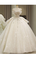 Load image into Gallery viewer, 2023 New Off The Shoulder Wedding Dress Lace Up Luxury Bridal Ball Gown Vestido De Noiva Sweep Large Train Plus Size Made Custom
