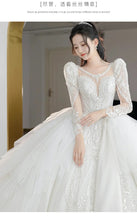Load image into Gallery viewer, off white Plus Size Wedding Dresses Long Sleeve Luxury CRYSTAL Edge

