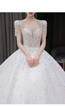 Load image into Gallery viewer, Bridal Dress Sequin Embellishment O Neck Floor-length Back Strap Sweep Train
