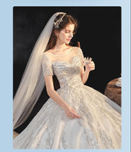 Load image into Gallery viewer, Bridal Dress Sweep Train Back Lace Up Sequins Elegant Wedding Dress
