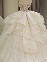 Load image into Gallery viewer, 2023 New Off The Shoulder Wedding Dress Lace Up Luxury Bridal Ball Gown Vestido De Noiva Sweep Large Train Plus Size Made Custom

