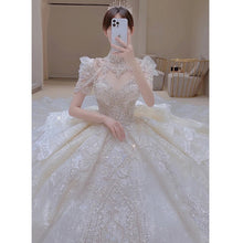 Load image into Gallery viewer, Luxury Vintage Shiny Long Train Big Beading Ball Gown
