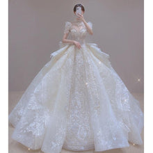 Load image into Gallery viewer, Luxury Vintage Shiny Long Train Big Beading Ball Gown
