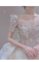 Load image into Gallery viewer, Luxury Vintage Shiny Long Train Big Beading Ball Gown
