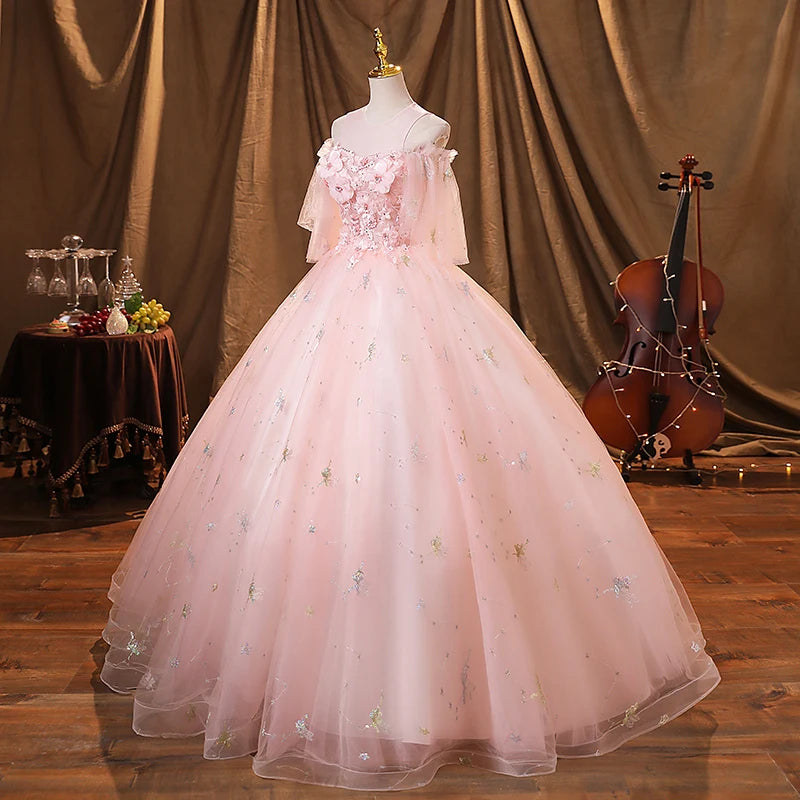 Sweet Pink Quinceanera Dresses With Free Petticoat Beautiful Flower Princess Ball Gown 5 Colors Plus Size Party Dress
