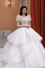 Load image into Gallery viewer, Embroidery Beaded Bubble Sleeveless Princess Wedding Gown
