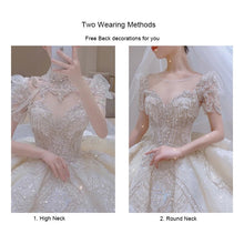 Load image into Gallery viewer, Luxury Vintage Shiny Long Train Big Beading Ball Gown
