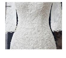 Load image into Gallery viewer, Boat Neck Mermaid Wedding Dress Lace Up Applique Bridal Dress
