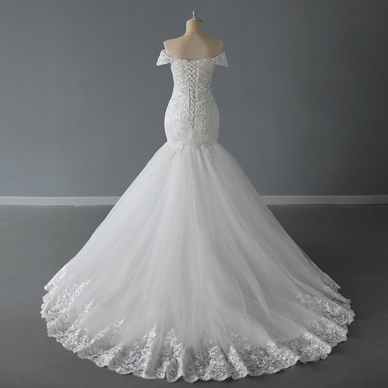 Mermaid Off The Shoulder Sexy Lace Mermaid Bridal Dresses