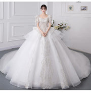 Load image into Gallery viewer, Luxury Short Sleeve With Bow Lace Up Bridal Ball Gown
