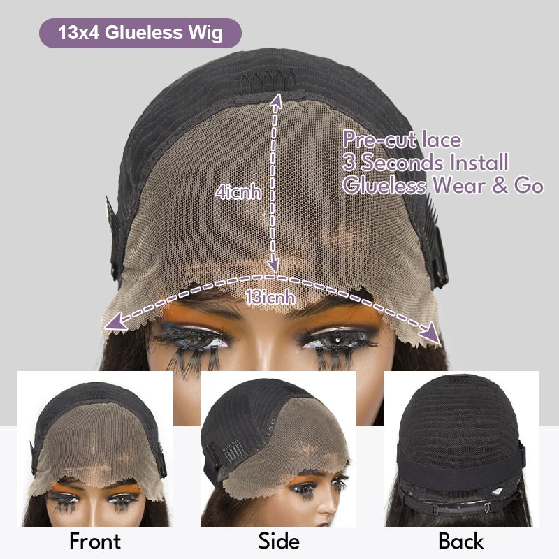 Pre Cut No Glue Water Wave 13x4 Bob Wigs Curly 7x5 Glueless Wig Human Hair Ready To Go