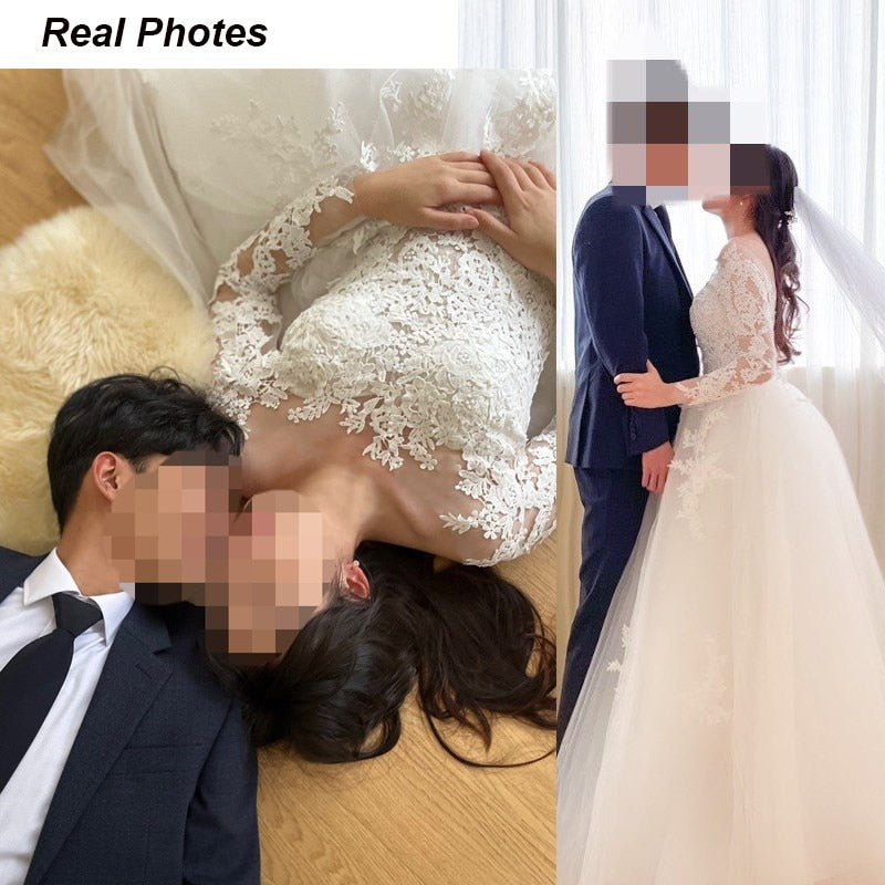 Full Sleeve Lace Ball Gown Wedding Dress