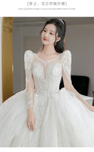 Load image into Gallery viewer, off white Plus Size Wedding Dresses Long Sleeve Luxury CRYSTAL Edge
