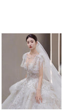 Load image into Gallery viewer, Luxury Wedding Dress Lace Embroidery Backless Sweep Train Custom Made
