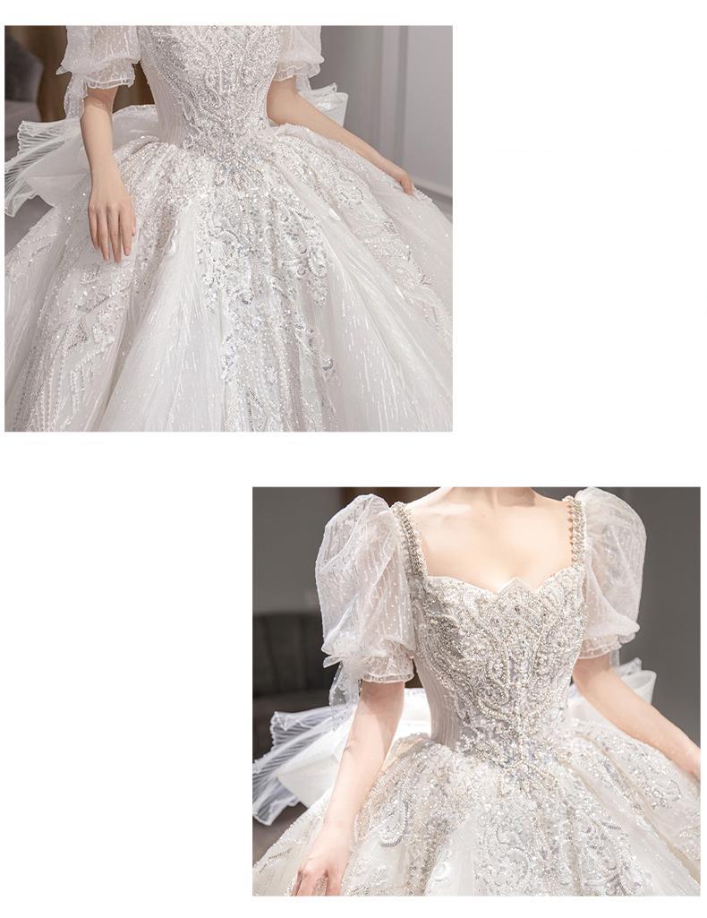 Luxury Wedding Dresses Shiny Big Beading Ball Gown With Long Train Bridal Dress Custom Made Plus Size Vestido De Noiva
