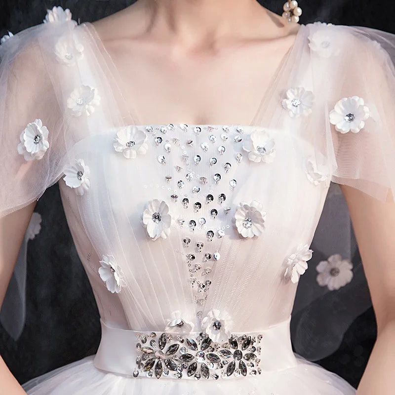 Shiny Ball Gown Women Wedding Dresses Appliques Crystal Bridal Gowns