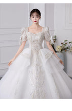 Load image into Gallery viewer, Luxury Short Sleeve With Bow Lace Up Bridal Ball Gown

