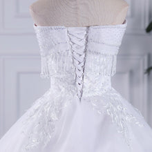 Load image into Gallery viewer, Lace Crystal Beaded Wedding Dresses New Plus Size Off The Shoulder Wedding Gown

