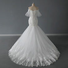 Load image into Gallery viewer, 2023 Luxury Mermaid Wedding Dress Sexy Off The Shoulder Robe De Mariee Lace Beading Bridal Dress Plus Size Slim Wedding Dress
