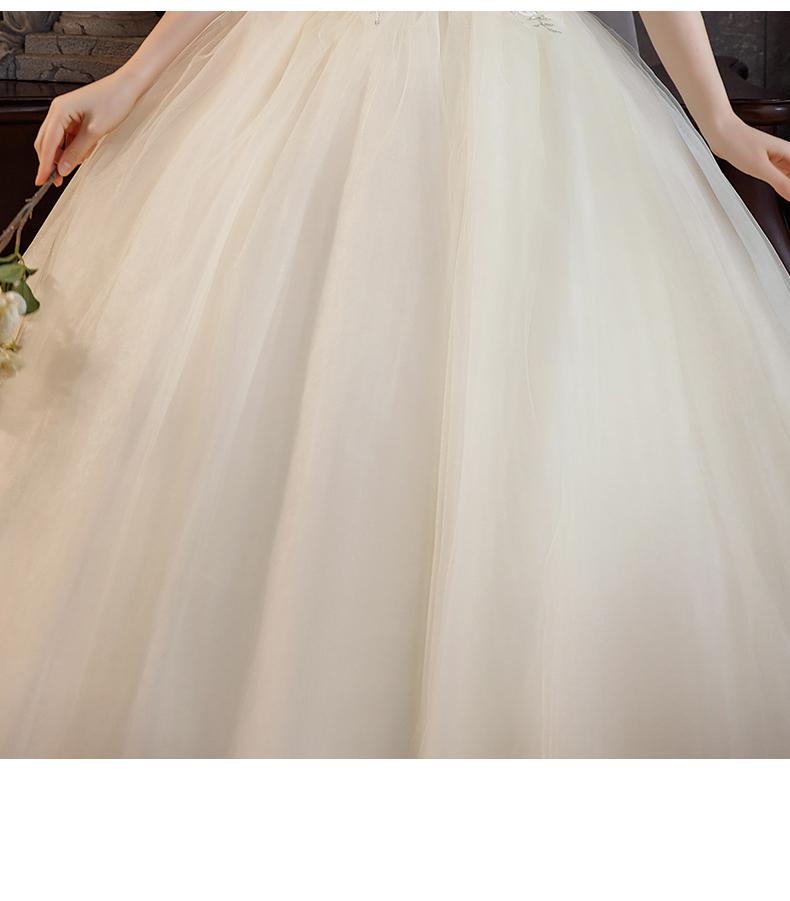 Elegant Strapless Wedding Dress Tulle Applique Lace Up Bridal Dress