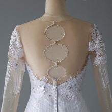 Load image into Gallery viewer, Long Sleeve Mermaid Wedding Dress With Small Train Elegant O Neck
