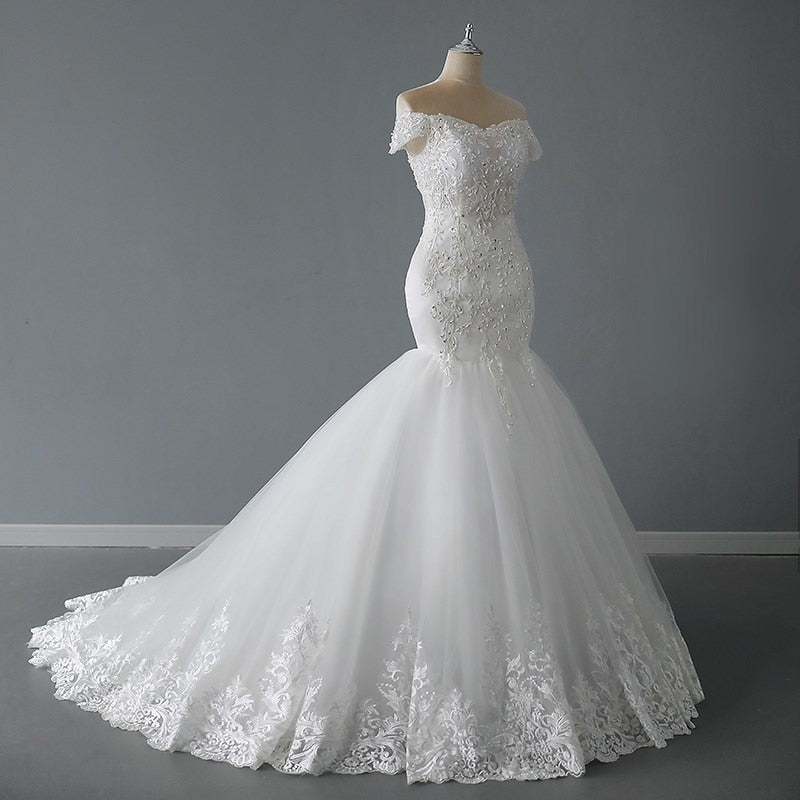 Mermaid Off The Shoulder Sexy Lace Mermaid Bridal Dresses