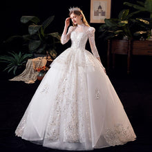 Load image into Gallery viewer, Luxury Long Sleeve Beading High Waist Wedding Gowns

