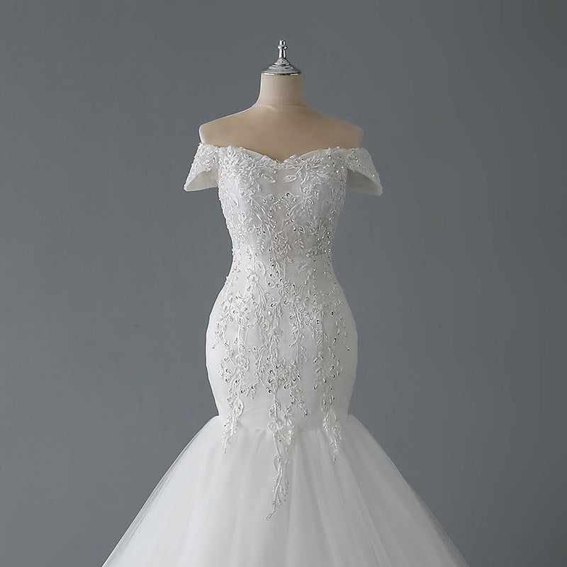 Mermaid Off The Shoulder Sexy Lace Mermaid Bridal Dresses