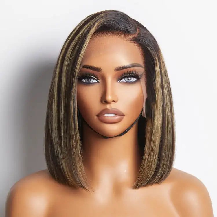 Wear and Go Glueless Bob Wigs Human Hair Pre Plucked Pre Cut P1b/27 10 IN 5x5 HD Lace Closure Wig Highlight 100% Human Hair Wigs