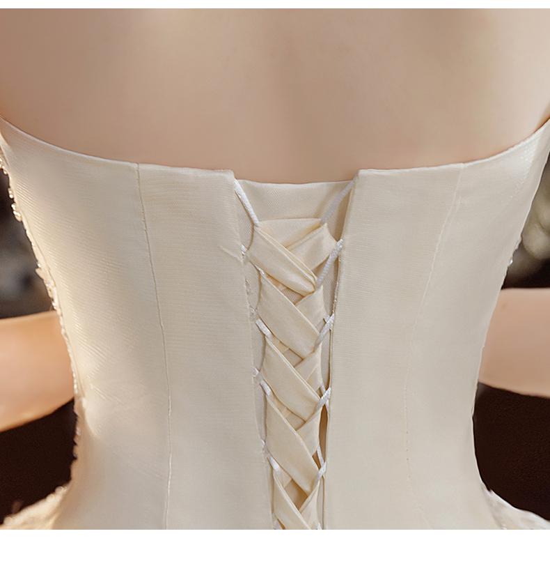 Elegant Strapless Wedding Dress Tulle Applique Lace Up Bridal Dress
