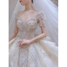 Load image into Gallery viewer, Luxury Vintage Shiny Long Train Big Beading Ball Gown

