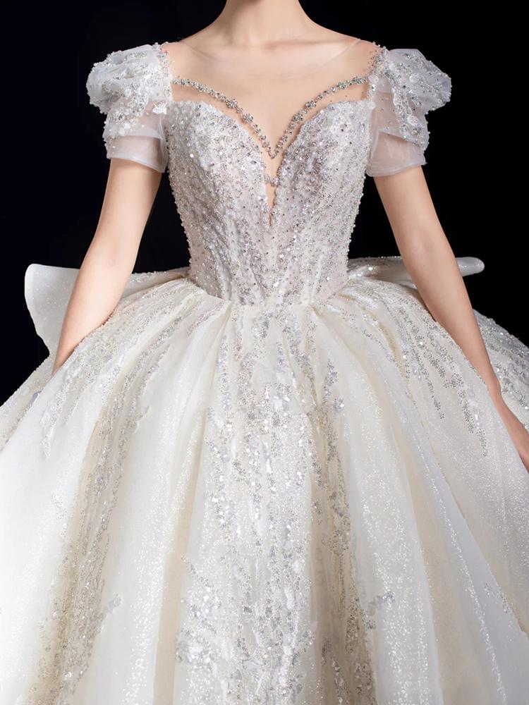 Luxury Off The Shoulder Lace Up Bridal Ball Gown