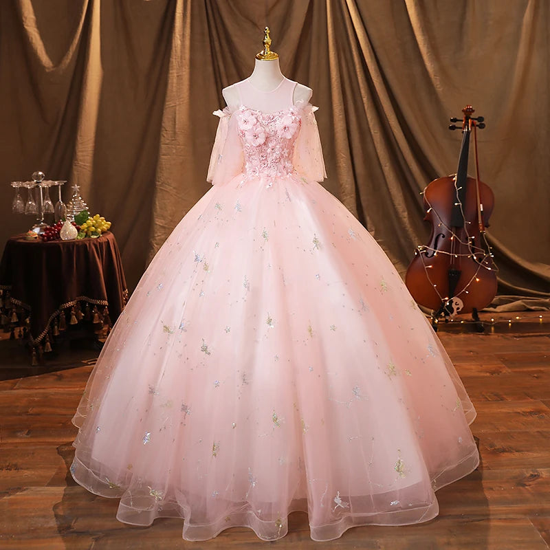 Sweet Pink Quinceanera Dresses With Free Petticoat Beautiful Flower Princess Ball Gown 5 Colors Plus Size Party Dress