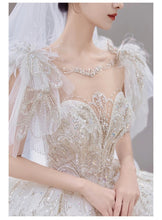 Load image into Gallery viewer, Luxury Wedding Dress Lace Embroidery Backless Sweep Train Custom Made
